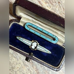 (2) Victorian Era Small Guilloche Enamel Pins